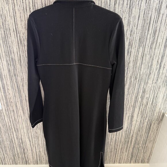 STAUD Black Zip-Front Midi Dress with Contrast Stitching (Size L) - Picture 4 of 4